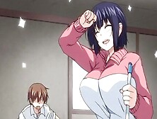 Anime girls with big milky tits are fucking in this cartoon