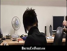 Catfight and fuck during office work