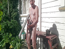 Steve Soapy Wanking Outside 4 Min