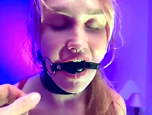 Drooling Ballgaged Girl In Suspension Shibari Bondage