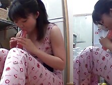 Cute Japanese Girl Stuffs Her Pussy With Massive Dildo