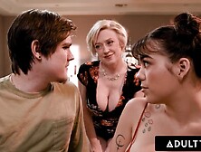 ADULT TIME - StepMILF Dee Williams Teaches Stepson HOW TO SCREW In Anal three-Way With GF Lilith Grace!