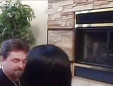 Hot Brunette Gets Fucked In Front Of Fireplace