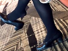 Mature air hostess dangling