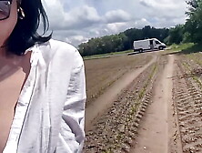 Smoking Cigarette and Bouncing Breasts in Male Shirt to get private place for masturbation and fast Cumming