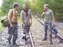 Threesome Gay Fuck On The Railroad