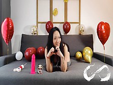 Valentines Day,  Nasty Japanese Plays With You,  Her Dildo And A Lollipop - Asialittlemilk