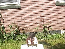 sunbathing outside