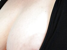 Zipper Top Titty Tease! POV DDD Tits Popping Out of Shirt!