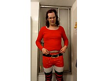 Santa Claus goes to take a shower