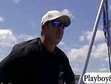 Sexy hot babes swimming with the shark and like snowboa