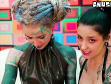 Inked-up Rock Gals Private Latex Fisting and Squirting