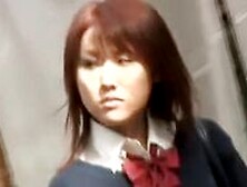 Attractive Oriental Schoolgirl Gets Interrupted On The Street During Sharking