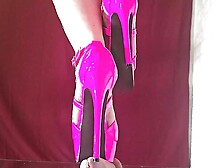 Mistress Elle Tortures Her Slave's Cock With Her Pink High Heels