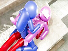 Among Us 3 Way Blue And Red Plowed Pink (Futa,  Japanese,  Double Penetration)