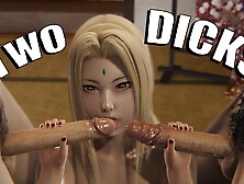 3D Hentai Two Dicks Tsunade Sucks