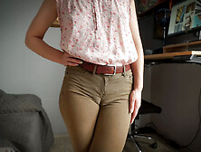 Naughty Colleague Showing Off Wedgie Pussy