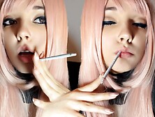 Cute Egirl Smoking Slim Cigarette (Ask Me For Full Vid)