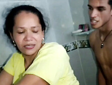 Stepmom Fucks Stepdaughter's Boyfriend in Bathroom - Big Cock MILF Sex