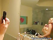 Pretty Blonde Ex And Her Friend Playing In Bathroom