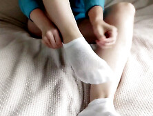 Great Sockjob In Cute White Ankle Socks