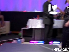 Lusty Goddess sucking off cocks inside groupsex