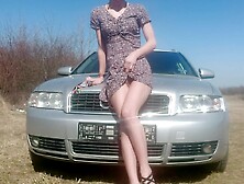 public masturbation on the hood of my car slutty teen masturbates wet shaved pussy