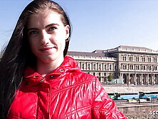 GERMAN SCOUT - Petite Tall Teenie Lana Lenani with long legs and Hair at Casting Fuck