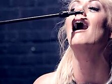 Blonde slut in device bondage is toyed