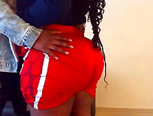 Monstrous behind in red shorts