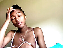 Lovely young ebony pumps her milk for YouTube