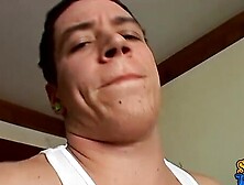 Straight guy slips out of his boxers exposing his huge cock