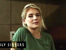FAMILY SINNERS - Glamorous Golden-haired’s Stepbrother Returns From College To Show Off His Fresh Sex Skills To Her