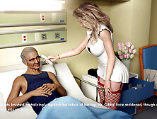 Milf stepmother Sophia tries on a slutty nurse outfit given by older gentlemen