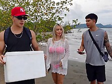 Threesome on the beach with stepbrothers - Danner Mendez - Tatiana Alvarez - Max Betancur