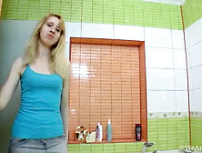 Strips In Bathroom And Takes A Sexy Bath With Sky Nikka