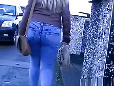 Long Hair Blonde Wearing Tight Jeans Pants