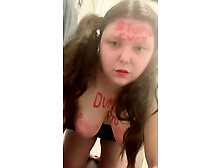 Young fat teen pig shaking tits humiliation
