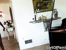 Ebony stepteen drools all over stepdads cock