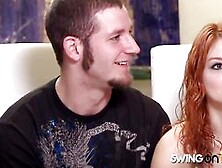 Ginger Swinger Husband Gets His Body Touched And Teased By All The Girls From The Swinger Group.