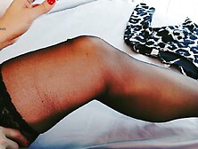 Hot step mommy puts on underware, nylons and a taut suit in high heels fetish in advance of anal sex