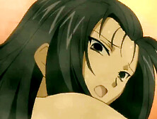 Cute girl with long hair loves to ride cock in anime style