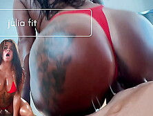 Attractive Oily Girl in Red Bikini Gets All White Sauce