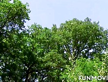 Skinny Jackie Tiefenbacher fucking inside the woods