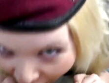 Deutsche BBW befriedigt Soldaten mit Blowjob und Creampie