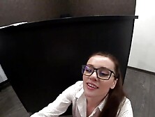 Marvelous assistant sated angry client with super-fucking-hot deep throat at reception