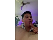 Latino Boy Deep Throating Big White Cock