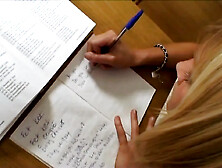 Youthful student prefers her teacher's ramrod to books