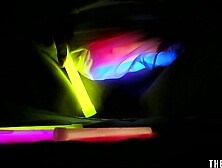 Kinky Blonde Beauty Fucks Her Pussy And Ass With Glowsticks