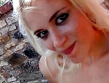 Beautiful Blonde Threesome Pussy Fucking In The Garden... cum In Mouth